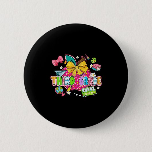 Schattige eerste schooldag Preppy derde klas terug Ronde Button 5,7 Cm (Voorkant)
