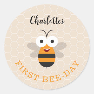 Schattige eerste verjaardag 1e Bij-dag Honingbij H Ronde Sticker