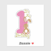 Schattige eerste verjaardag meisje konijn sticker (Vel)