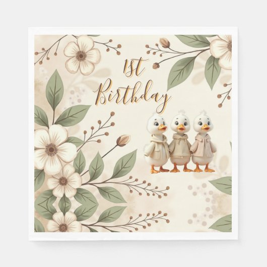 Schattige eerste verjaardag servet (Voorkant)
