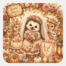 Schattige Egel Bruiloftsborrel Bruid Vierkante Sticker