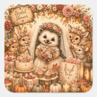 Schattige Egel Bruiloftsborrel Bruid Vierkante Sticker
