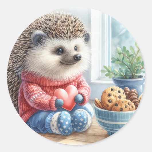 Schattige Egel Cookies Floral Valentijn Ronde Sticker (Voorkant)