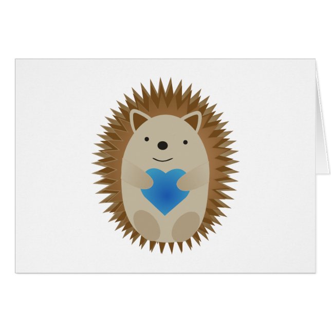 Schattige egel die een blauw hart knuffelt (Voorkant Horizontaal)
