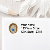 Schattige egel die een blauw hart knuffelt etiket (Insitu)