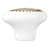 Schattige egel die een blauw hart knuffelt keramische knop (Zijkant)