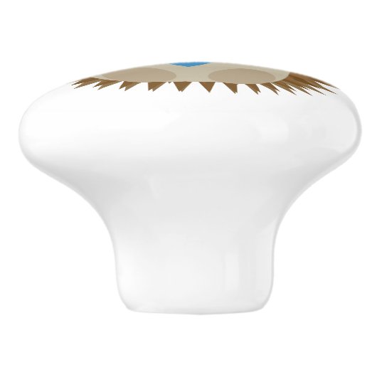 Schattige egel die een blauw hart knuffelt keramische knop (Zijkant)