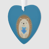 Schattige egel die een blauw hart knuffelt ornament (voorkant)