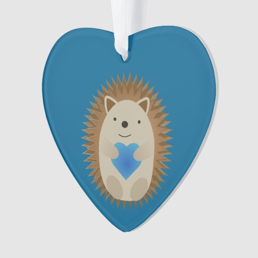 Schattige egel die een blauw hart knuffelt ornament (voorkant)