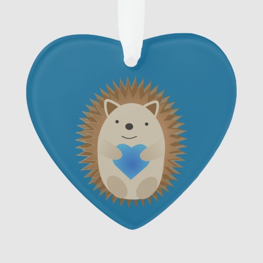 Schattige egel die een blauw hart knuffelt ornament (voorkant)