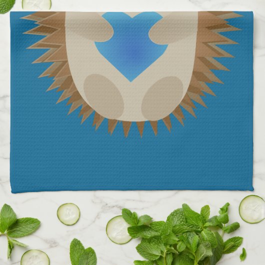 Schattige egel die een blauw hart knuffelt theedoek (Gevouwen)