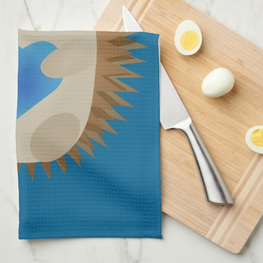 Schattige egel die een blauw hart knuffelt theedoek (Quarter Fold)