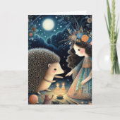 Schattige egel en kind sprookje alle gelegenheden kaart (Voorkant)