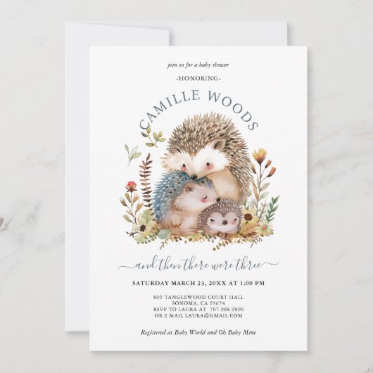 Schattige egel familie Baby shower Kaart (Voorkant)