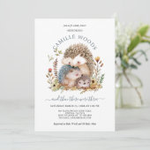 Schattige egel familie Baby shower Kaart (Staand voorkant)