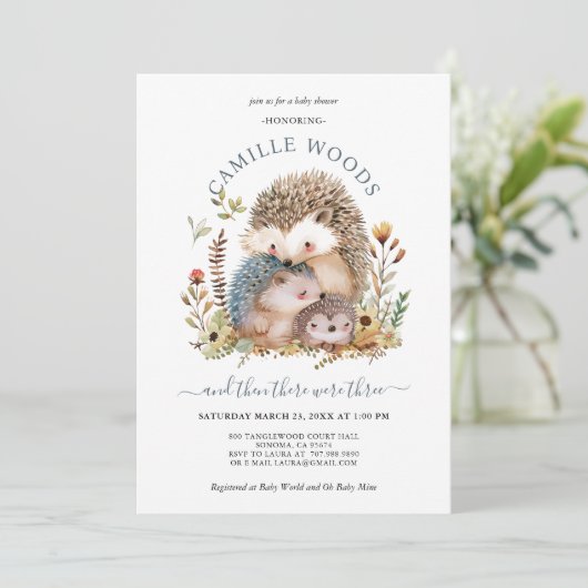 Schattige egel familie Baby shower Kaart (Staand voorkant)