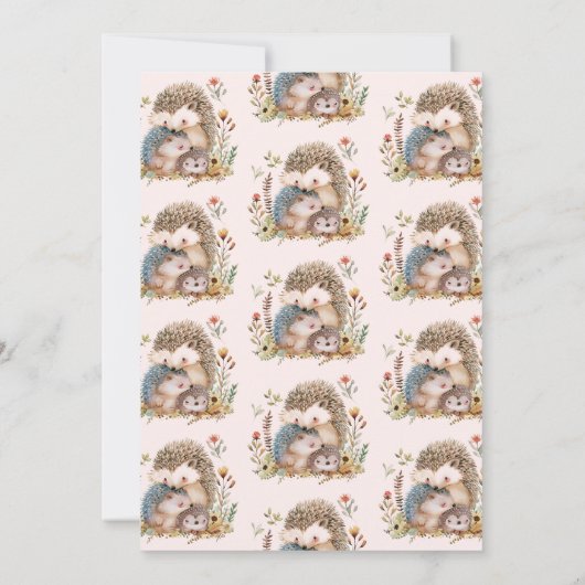 Schattige egel familie Baby shower Kaart (Achterkant)