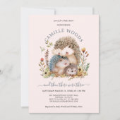 Schattige egel familie roze meisje Baby shower Kaart (Voorkant)