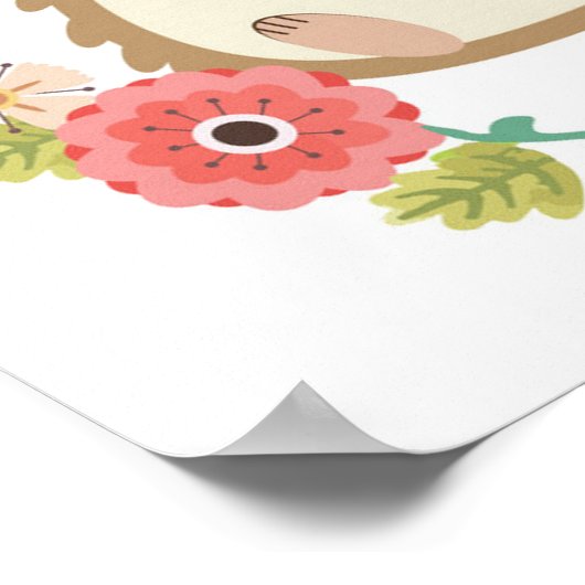 Schattige egel - Floral Border Poster (Hoek)