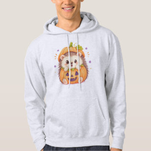 Schattige egel in pompoenkostuum Halloween-illustr Hoodie