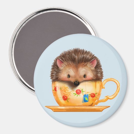 Schattige egel in Teacup Magnet (Voorkant / Achterkant)