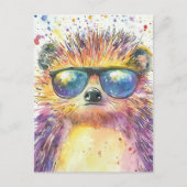 Schattige egel in zonnebril Waterverf Briefkaart (Voorkant)