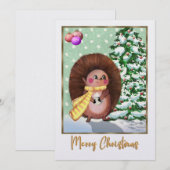 Schattige egel kerst Kaart | Feestelijk en Ele (Voorkant / Achterkant)