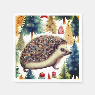 Schattige Egel Kerstbomen  Servet