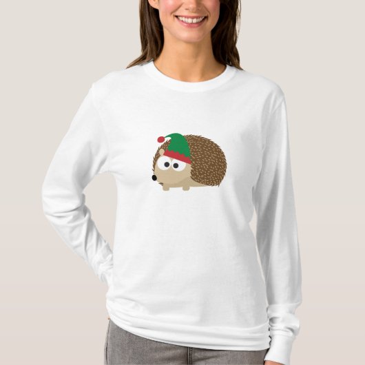 schattige egel kerstmis Elf T-shirt (Voorkant)