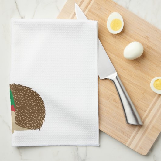 schattige egel kerstmis Elf Theedoek (Quarter Fold)