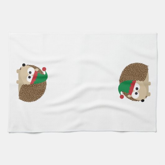 schattige egel kerstmis Elf Theedoek (Horizontaal)