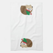 schattige egel kerstmis Elf Theedoek (Verticaal)