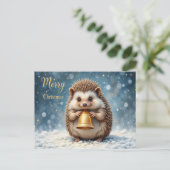 Schattige egel Kerstmis knus bos Briefkaart (Staand voorkant)