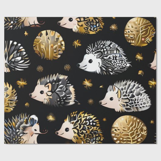 Schattige egel kleurrijk inpakpapier. egel cadeaupapier (Vlak)