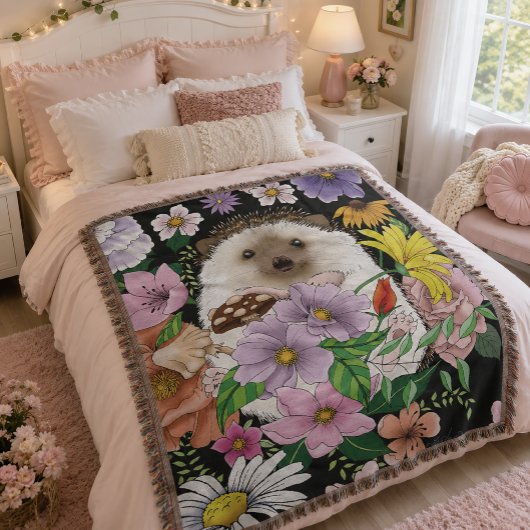Schattige Egel Kleurrijke Veldbloemen Bos Deken