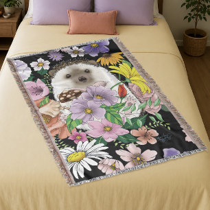 Schattige Egel Kleurrijke Veldbloemen Bos Deken