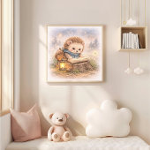 Schattige Egel Leest Een Boek Kinderen Nursery Poster