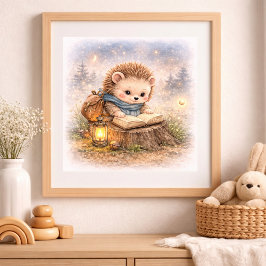 Schattige Egel Leest Een Boek Kinderen Nursery Poster