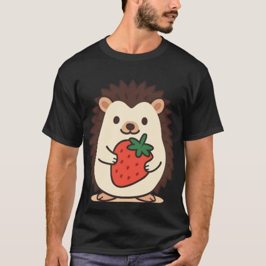 Schattige egel met aardbei t-shirt (Voorkant)