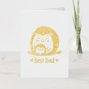 Schattige egel met baby-ontwerp vieren vader folie wenskaart