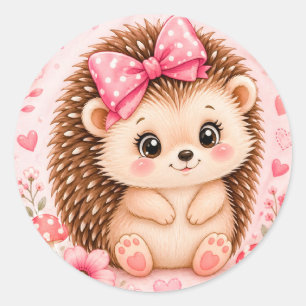 Schattige egel met bloemen voor dierenvrienden ronde sticker