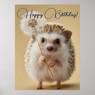 Schattige egel met een paardenbloem poster