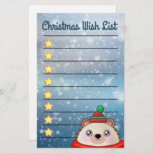 Schattige egel met gouden sterren briefpapier (Voorkant / Achterkant)