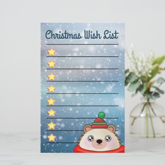 Schattige egel met gouden sterren briefpapier (Staand voorkant)