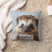 Schattige egel met "Hallo!" bordje Kussen (Deken)