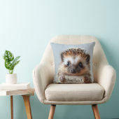 Schattige egel met "Hallo!" bordje Kussen (Stoel)