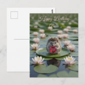 Schattige egel met robijnen hart briefkaart (Voorkant / Achterkant)