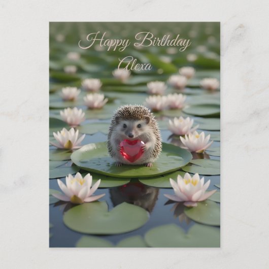 Schattige egel met robijnen hart briefkaart (Voorkant)