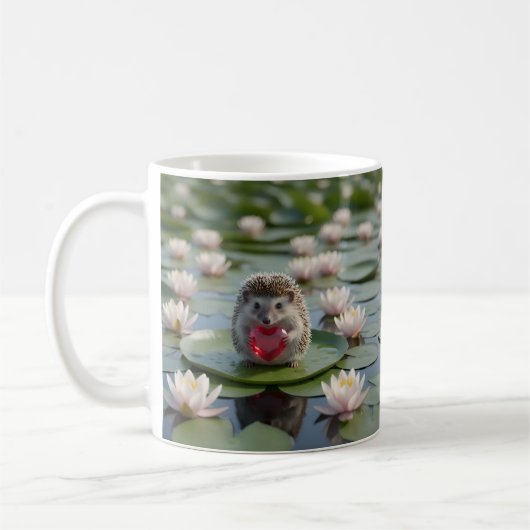 Schattige egel met robijnen hart koffiemok (Links)
