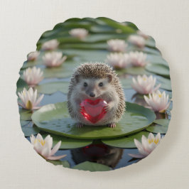 Schattige egel met robijnen hart rond kussen